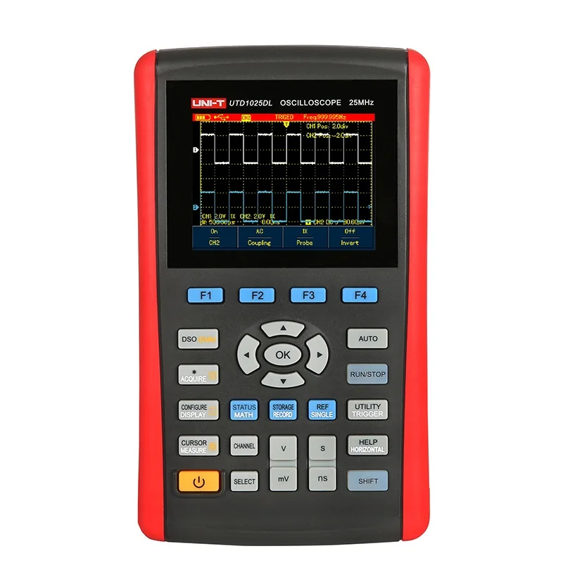 

High Sensitivity Original UNI-T 2 Channels Handheld Digital Storage Oscilloscope UTD1025DL/25MHz UTD1050DL/50MHz 250MS/S 3.5"LCD