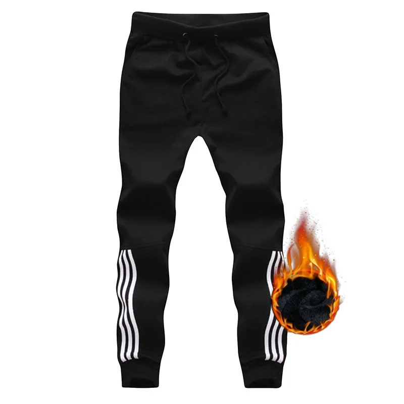 Black Thick Baggy Большие Размеры Мешковатые Хлопчатобумажные спортивные брюки мужские джоггеры полосатые брюки Новая мода Нижняя часть спортивного костюма мужские брюки тренажерные залы одежда - Цвет: Black Thick