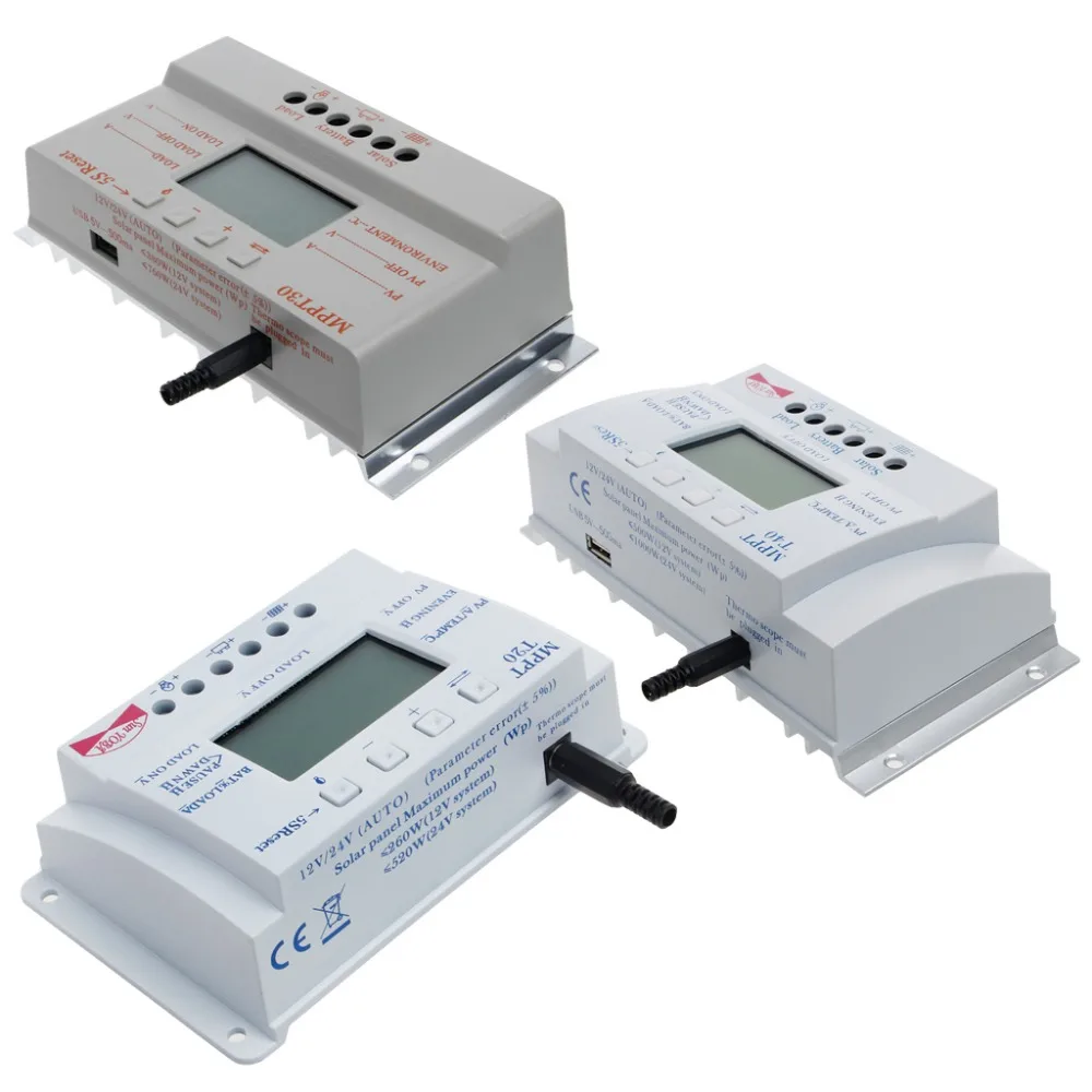 

LCD 20/30/40A 12V/24V MPPT Solar Panel Battery Regulator Charge Controller T20 3 Timer Solar Controllers