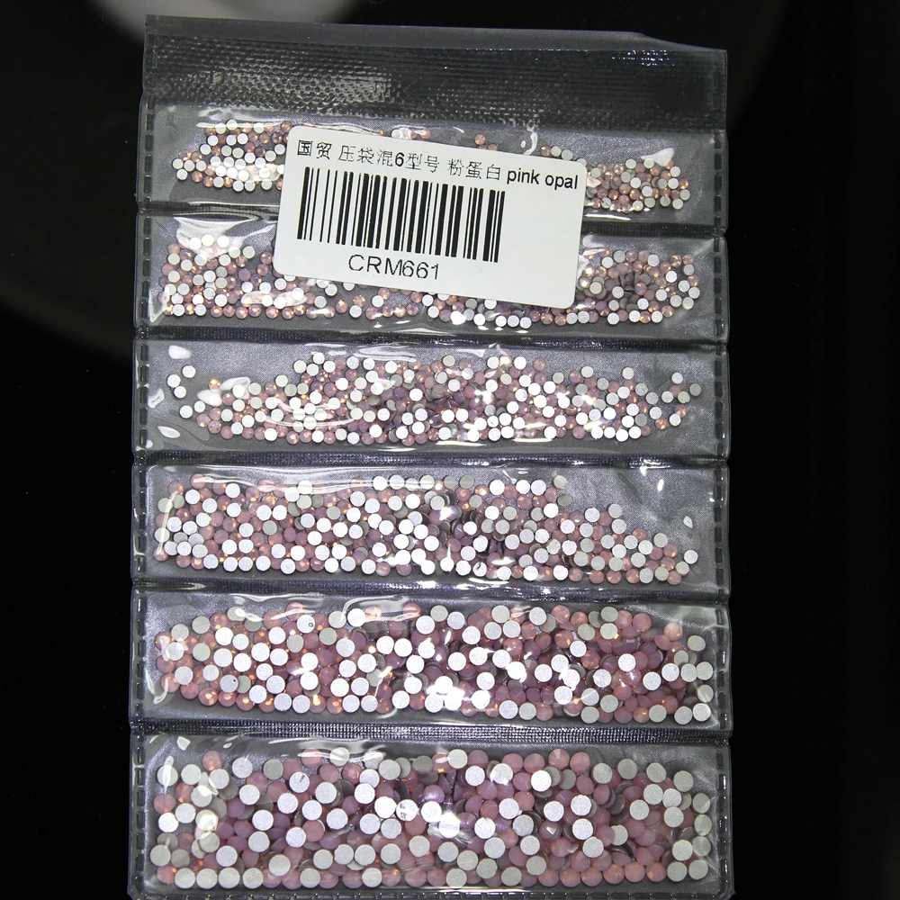 Стразы для ногтей, новинка, 6 размеров, 22 цвета, ss3-ss10, 1680 шт, украшение для ногтей, плоские с оборота стеклянные камни, блестящие камни - Цвет: PINK OPAL