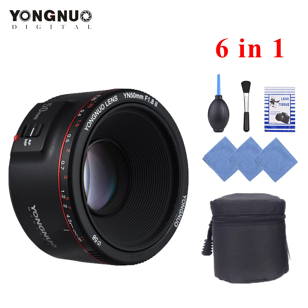 Объектив YONGNUO YN50mm F1.8 II с большой апертурой и автофокусом для Canon EOS 70D 5D2 5D3 600D камера 0,35 объектив с самым близким фокусным расстоянием