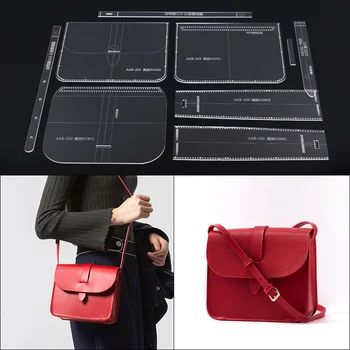 

Acrylic Stencil Leather Handmade Craft Women`s Shoulder Bag Sewing Pattern Template Sewing Accessories with Holes 20x17x7cm