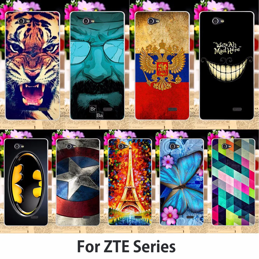 

Soft TPU Silicon Cases For ZTE Blade A465 A 465 Phone Covers Tiger Captain American Batman Painted Shell Hood Skin Rubber Shell