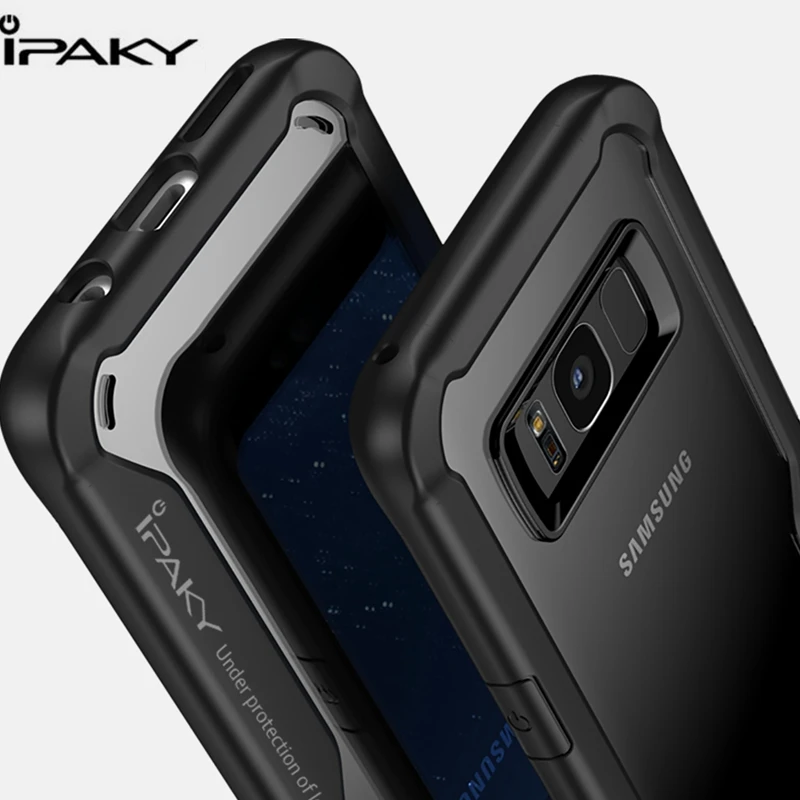 

2PCS IPAKY Phone Case For Samsung Galaxy S8 S9 Plus Shockproof Armor Toughened Soft Silicone Back Cover Case For Samsung S8 S9