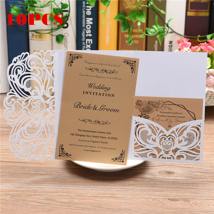  European Openwork Wedding Invitation Creative Birthday Card Invitation 10pcs thanks birthday Stereo - 4000028785709