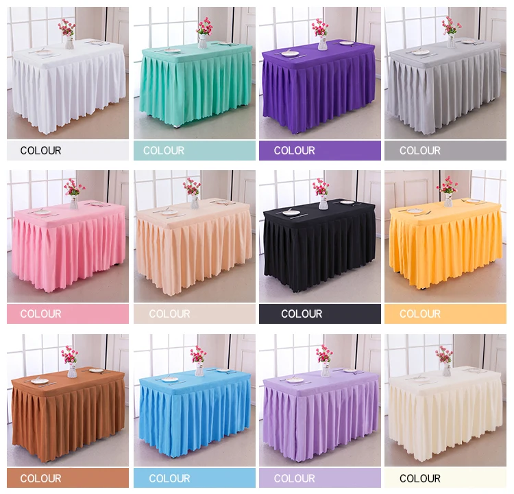 

100%Polyester High-quality Table Cover With Skirt Table Swag Pleated Style Together Wedding Hotel Table Decoration Tablecloth