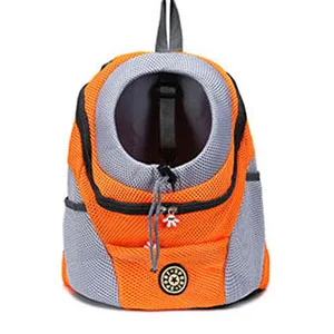 Новая уличная Сумка-переноска для собак с двойным плечом, портативный дорожный рюкзак для собак, передняя сумка для собак, сетчатый рюкзак на голову - Цвет: Orange