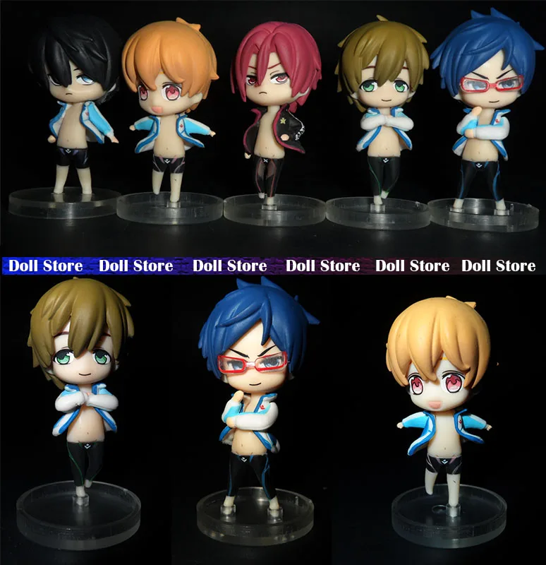 5.5CM 5pcs/lot High quality Q version Free anime swim action figure set