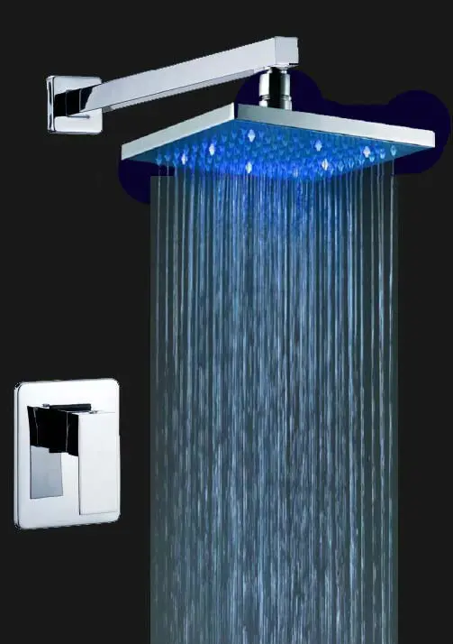 8 inches Wall Mounted Waterfall Shower Head,Rain Spa Shower Head,Light