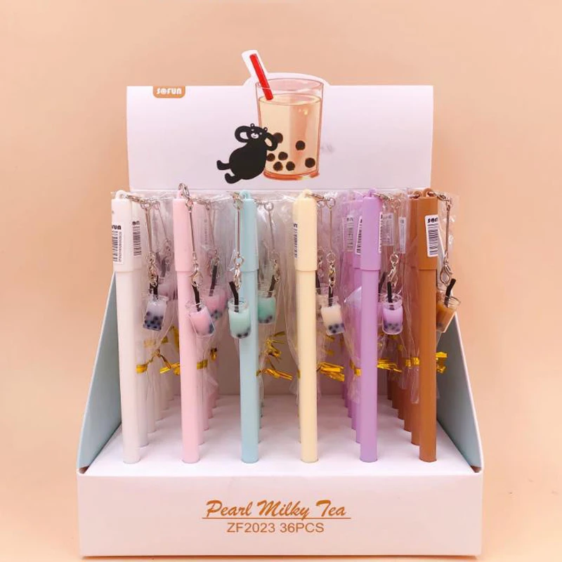 4 шт./компл. Kawaii Mini Bubble Tea Bottle подвесные гелевые ручки школьные канцелярские
