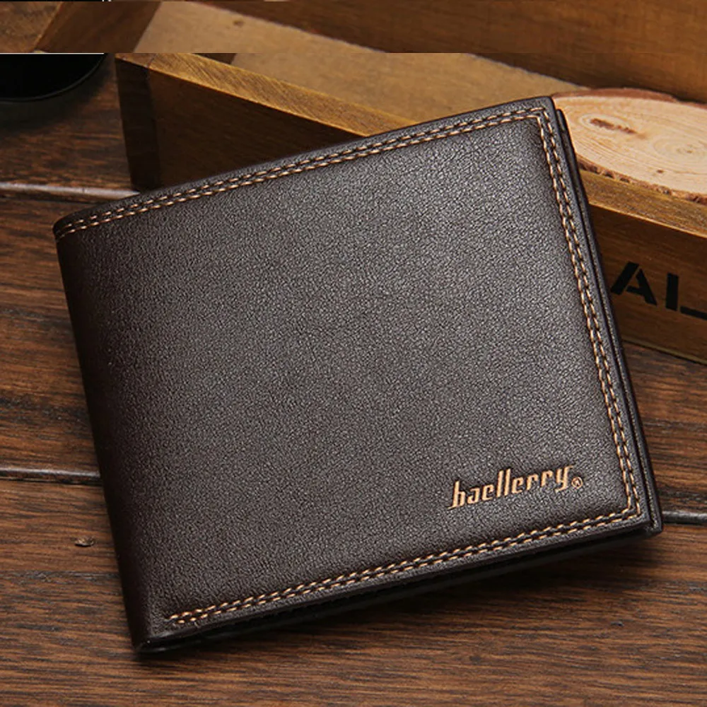 

Mens Wallet Fashion PU Leather Solid ID Card Holder No Zipper Billfold Purse Wallet Handbag