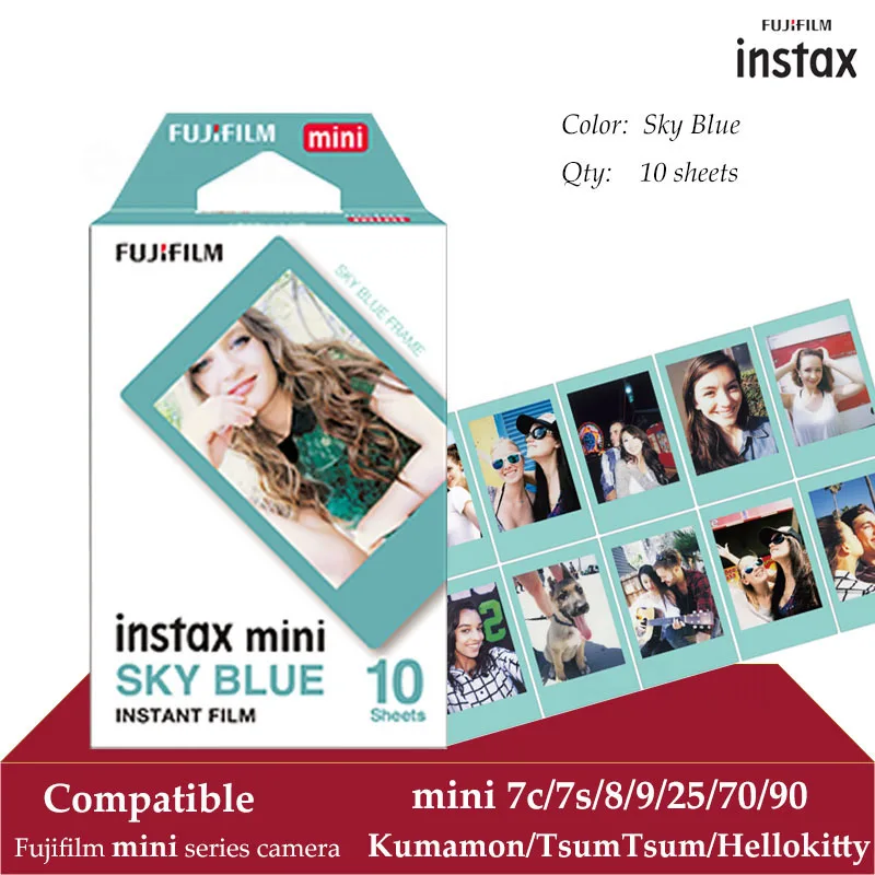 Fujifilm Instax Mini Film Blue 10 листов для 9 8 + 7s 70 90 25 мгновенная полировка камера смартфон