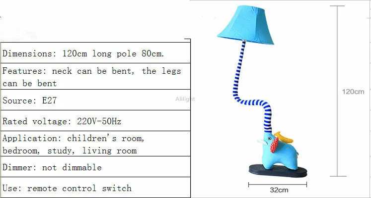 Современный Креативный мультяшный слон Proboscis Торшер для детской спальни гостиной стоящая лампа детская деревенская ткань стенд свет