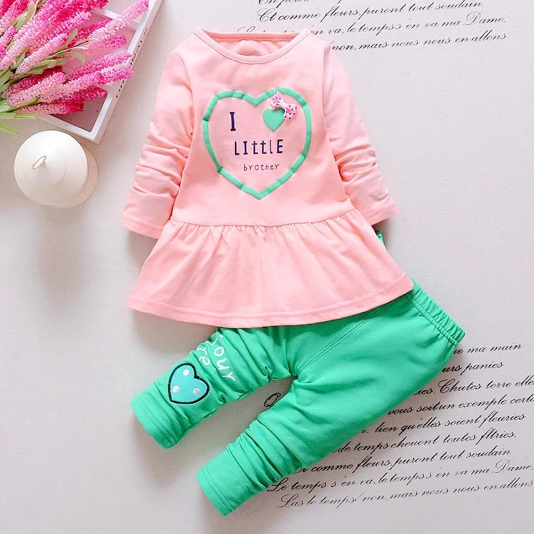 Baby Clothing Set for girl ExactlyFZ Kids Spring baby girls clothing sets wave point clothing set baby girls cotton clothes suit childern cartoon 3pcs suit newborn baby clothing set