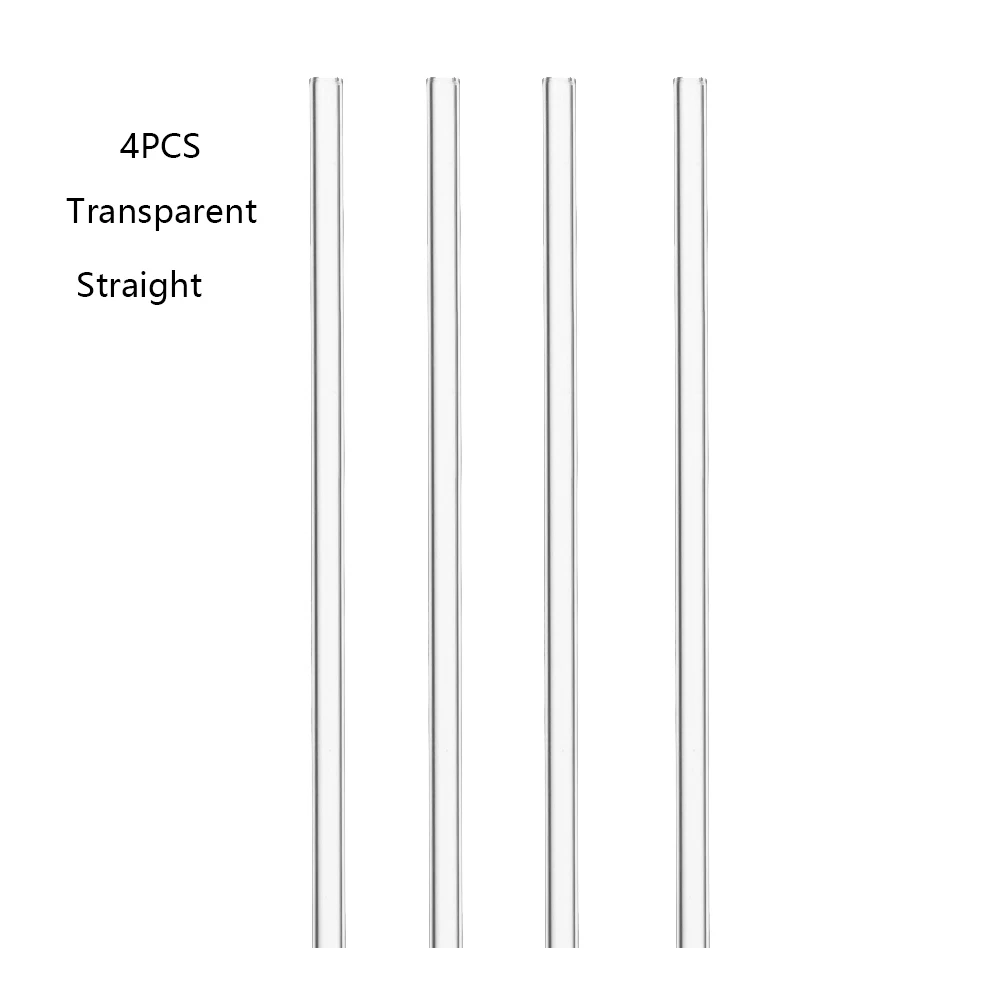 4 шт./компл. Новая полезная многоразовая прямая изгиб пирекс стекляная соломинка для питья пипетка Свадебная вечеринка барная посуда - Цвет: transparent Straight