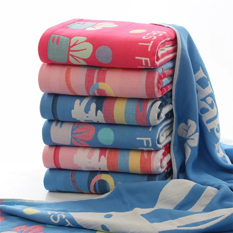Cartoon Cotton Yarn Baby Bath Towels Kids Soft Baby Towels Blanket