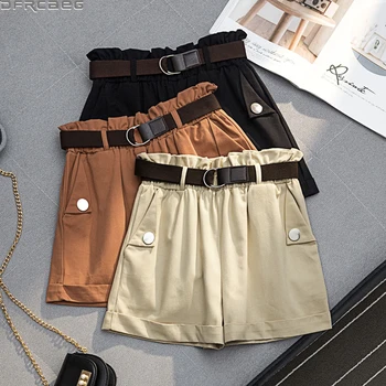 

New Hot Streetwear Summer Plus Size Shorts Women Loose High Waist Cargo Ladies Shorts Mujer With Belt Mini Harajuku Short Femme