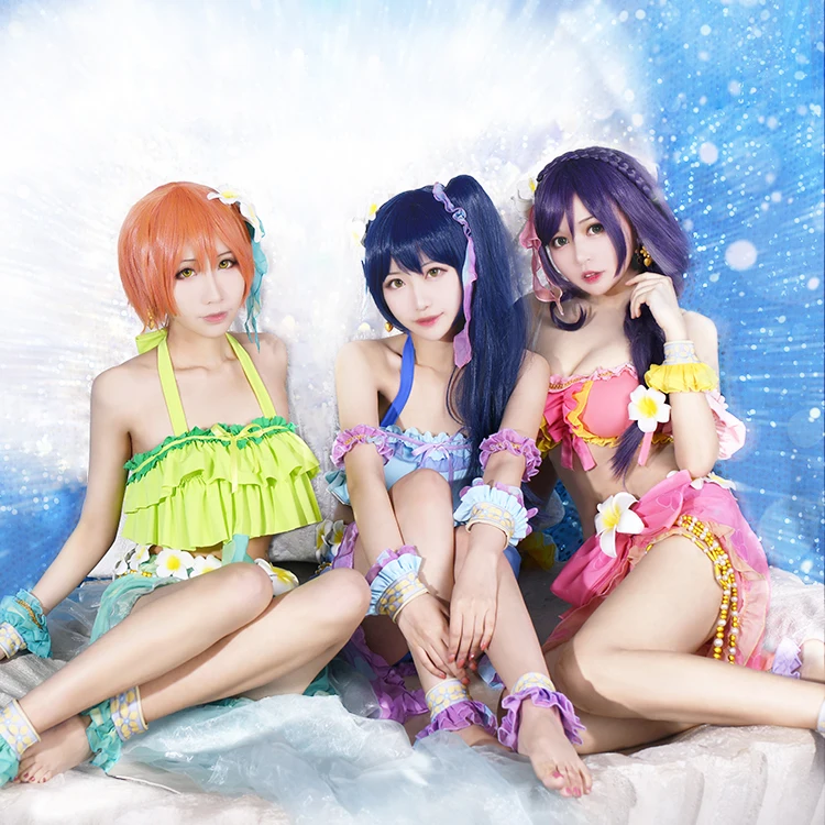 

[STOCK] 2018 Anime Love Live Summer Arcade Tojo/Rin/Umi Sexy Swimsuit Bikini Uniform Cosplay Costume For Halloween Free Shipping
