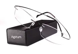 Agstum 55 мм без оправы рамки чистый титановый рецепт Hingeless очки Rx ясно оптические стёкла