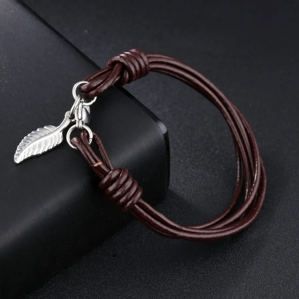 

AZIZ BEKKAOUI Unique Punk Men Jewelry Leather Bracelet Stainless Steel Fashion Bangle Summer Jewelry Best Gift for Men