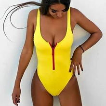 Женский купальник на молнии с глубоким вырезом на спине, Цельный купальник для женщин, монокини, стринги, купальный костюм, боди с открытой спиной, пляжная одежда для плавания