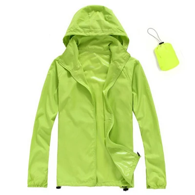 Мужские и женские быстросохнущие куртки для кемпинга, походные мужские и женские куртки, водонепроницаемые отражающие ультрафиолетовое излучение покрытия, уличная спортивная брендовая одежда HJ001 - Цвет: Fruit Green