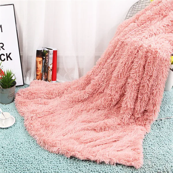 Роскошное Одеяло, длинное плюшевое мохнатое Шелковистое одеяло с искусственным мехом, двойное покрывало, красное летнее одеяло, покрывало для свадебного декора - Цвет: No.8