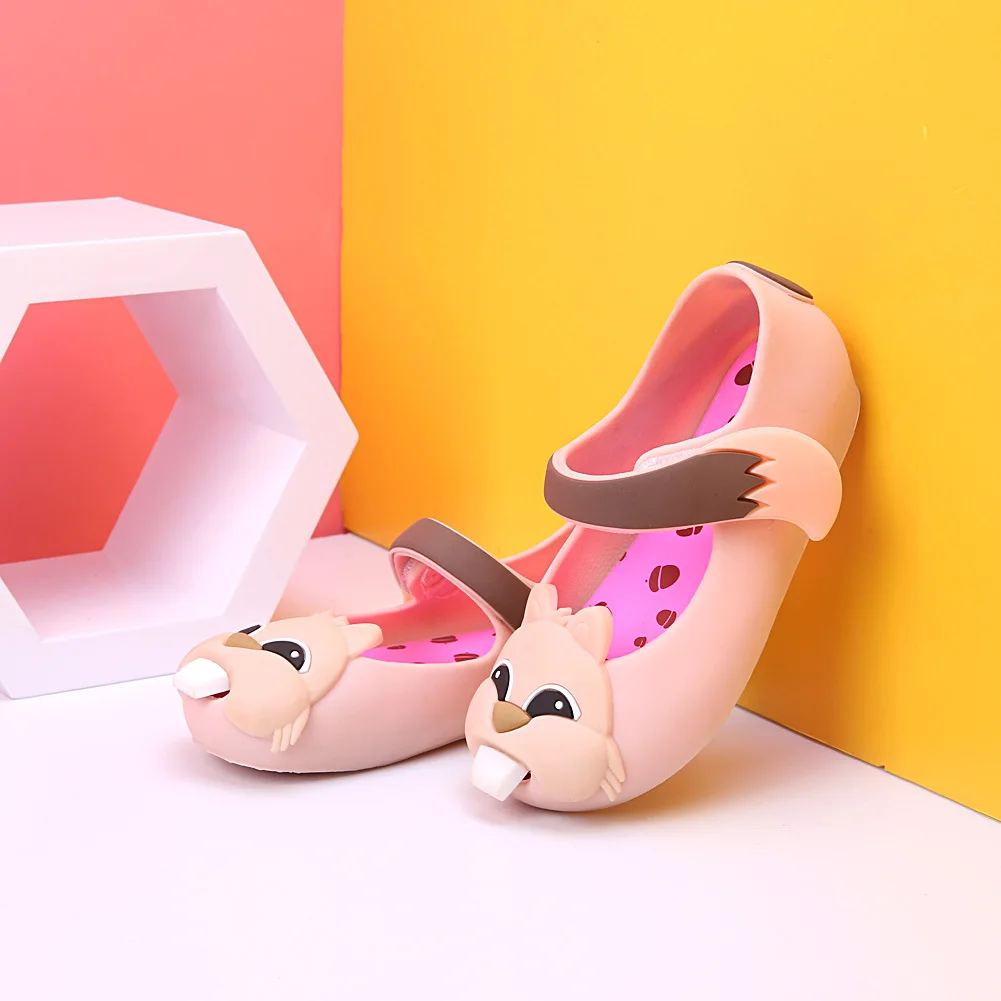 Мини силиконовая обувь для девочек г. Новая обувь для малышей с рисунком белки пляжная обувь - Цвет: pink