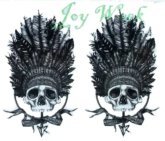 Waterproof Temporary Tattoo Sticker Tribal Feather Headdress Skull