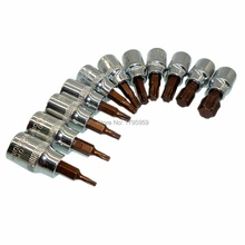 Torx Бит гнездо T10 T15 T20 T25 T27 T30 T40 T45 T50 T55 T60 3/8in Квадратный привод адаптер 11 шт Torx звезда насадки для отвертки набор