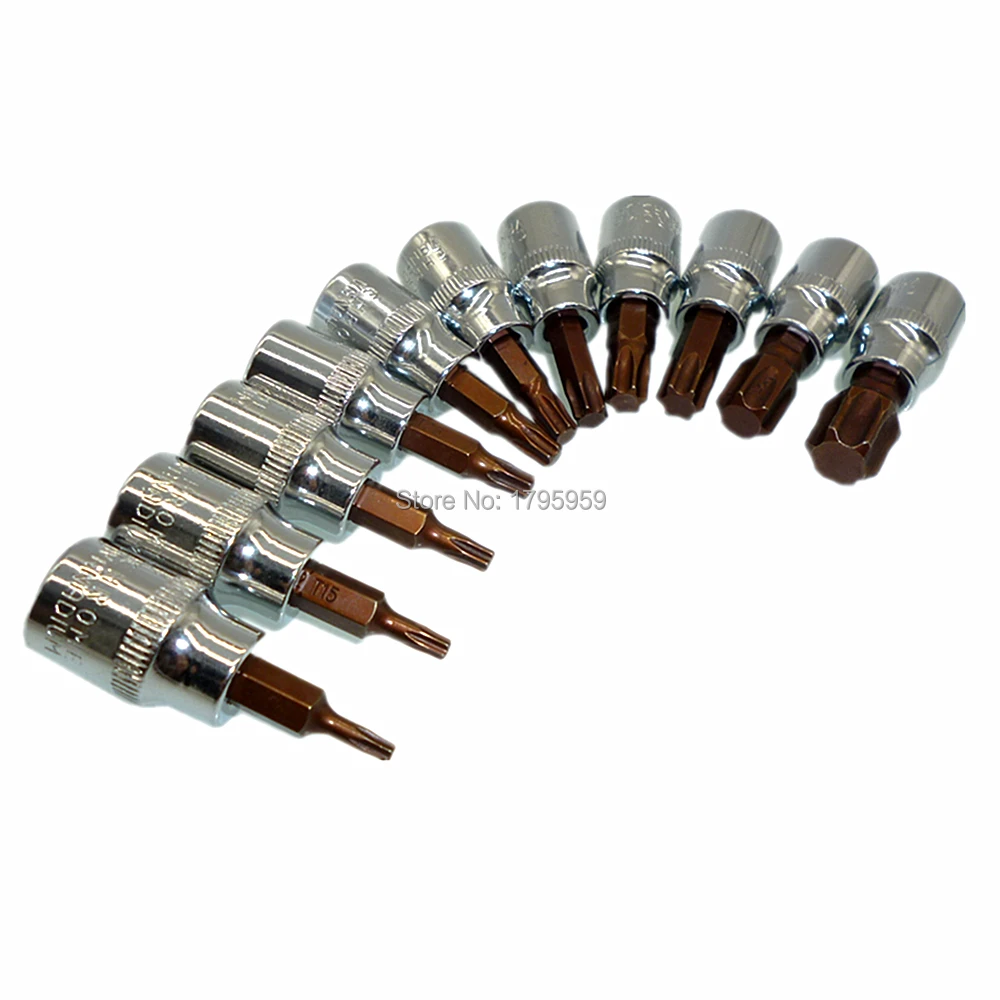 Набор сверл Torx T10 T15 T20 T25 T27 T30 T40 T45 T50 T55 T60 3/8 дюймов с квадратным приводом отверток
