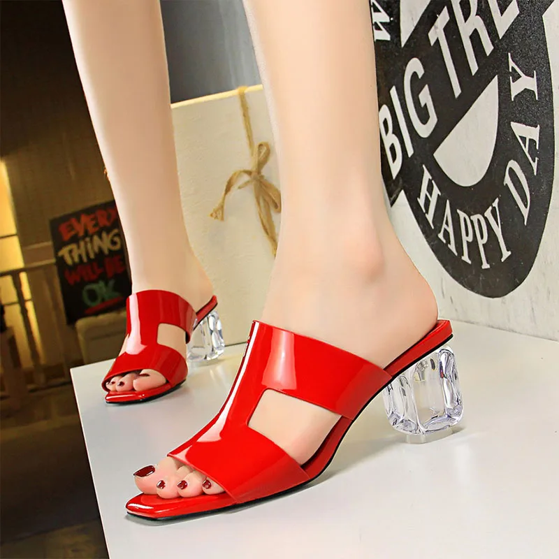 

summer 2019 Shoes Platform Sandals Transparent Heel Shose Pu Heels High Heel Sandals Shose Women outdoor flip flop for Women