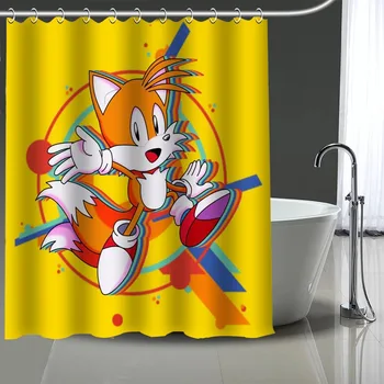 

Custom Sonic Printed Shower Curtain Bathroom Waterproof Polyester Washable Home Bath Decor Curtains With Hooks