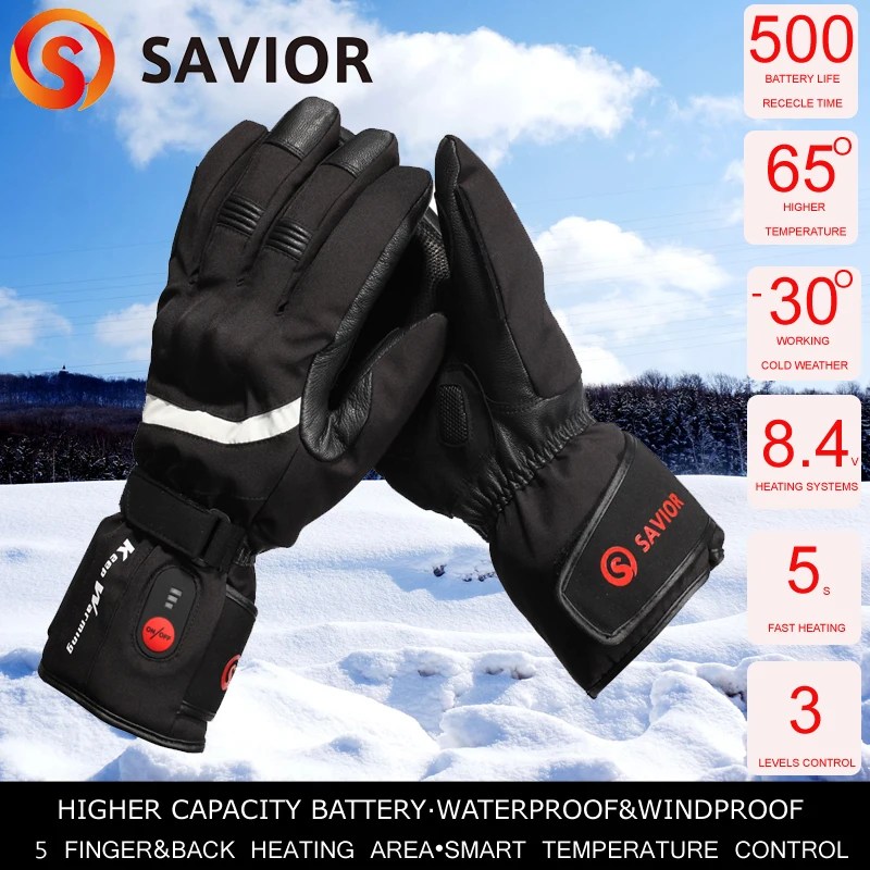 SAVIOR outdoor Motorcycle heated glove fishing Waterproof Full Finger