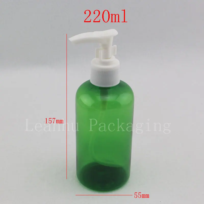 220ml green empty shampoo pump plastic bottle ,lotion pump bottles