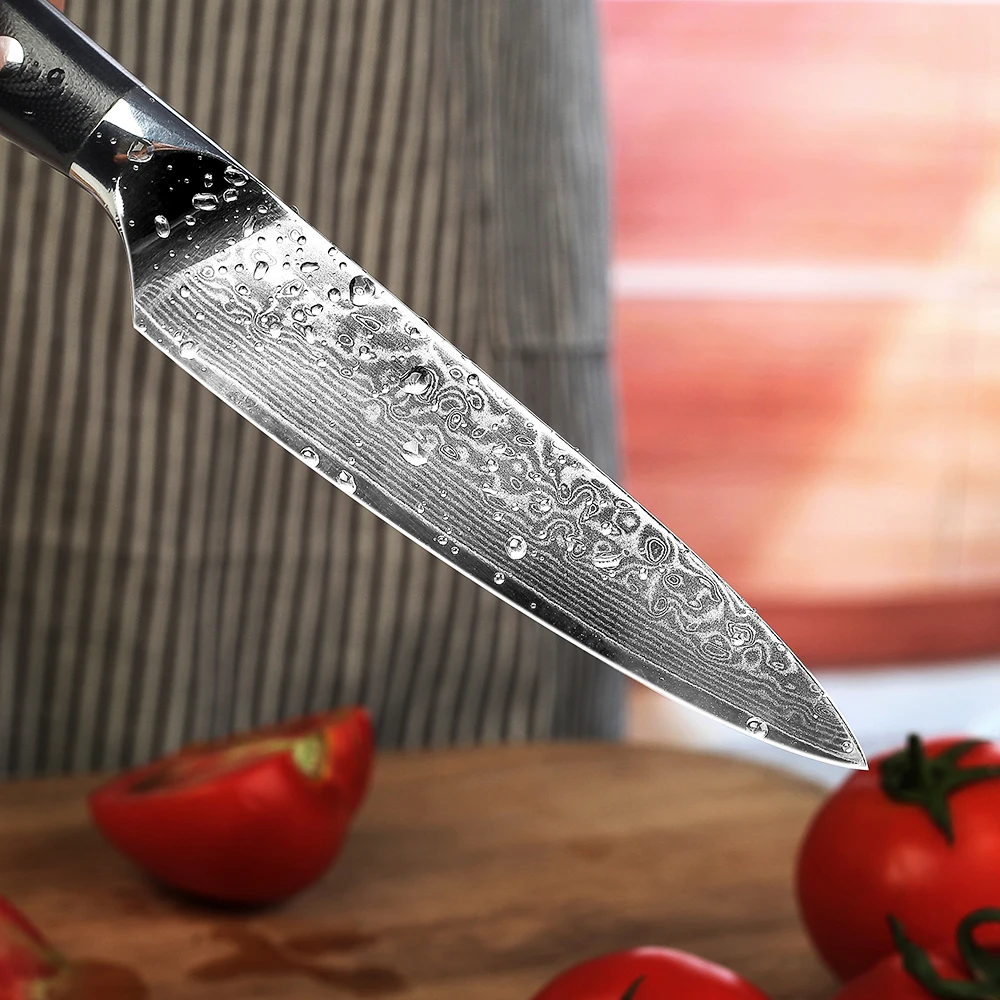 KEEMAKE 2 шт. набор кухонных ножей Santoku универсальный нож шеф-повара японский Дамаск VG10 стали бритвы острые мясорубки инструменты G10 Ручка