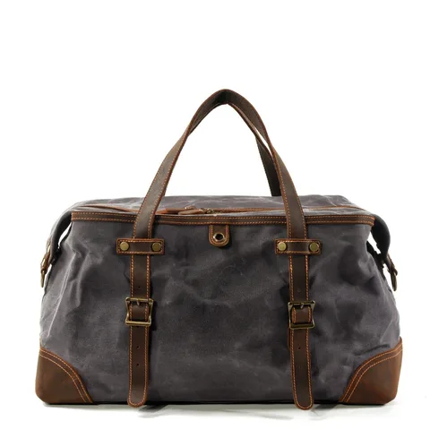 Capacidade de Couro Bolsas durante a Noite Fim de Semana Novo Vintage Encerado Lona Homens Viagem Duffel Grande Oleado Militar Bolsa Básico Tote M268