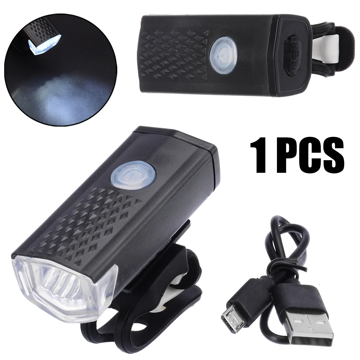 New Super Bright USB Rechargeable Black 600LM 3 Mode LED Bicycle Front Light Cycling Light Aluminum Headlight Bike Bicycle Light