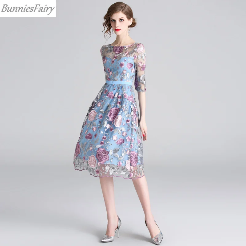 BunniesFairy/2019 летнее богемное платье в стиле бохо с цветочной вышивкой прозрачное