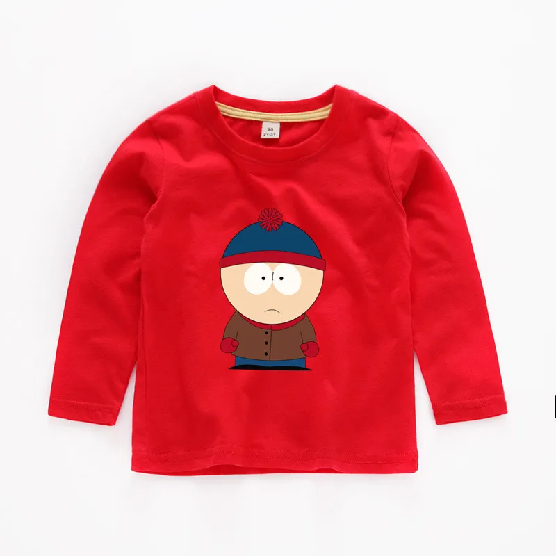 Красный От 2 до 12 лет, детские футболки для маленьких девочек, Stan Marsh, одежда для маленьких мальчиков детская одежда с длинными рукавами футболка, b244 - Цвет: Красный