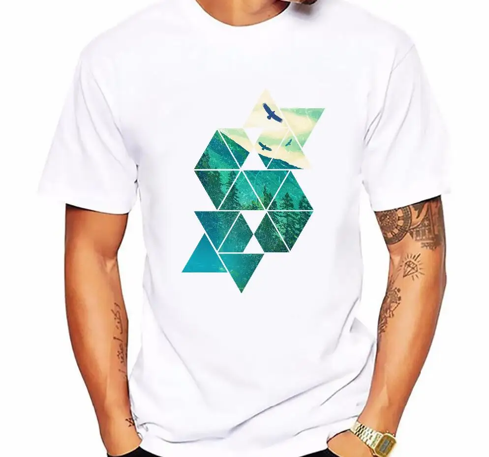 

Men T Shirts Fashion Mountains Pine Forest Adventurers Design Short Sleeve Casual Tops Hipster Vintage Printed T-Shirt Cool Tee