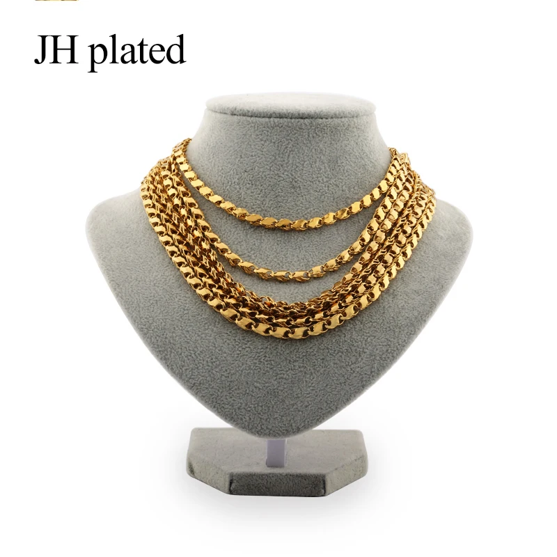 

JHplated African Trendy Golden Necklaces width 5mm Length 50 60cm 2metres fashion Men Women Jewelry friend Birthday present gift