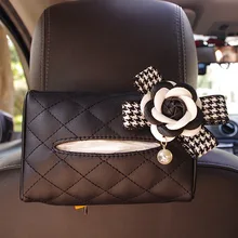 Украшение для салона автомобиля, модная коробка для салфеток камелии, Автомобильный стул, задняя коробка для салфеток, козырек, лоток