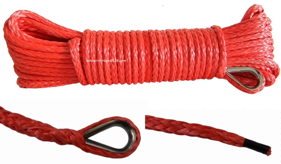 Red 5mm*15m Synthetic Winch Rope,ATV Winch Cable,Boat Winch Rope,ATV