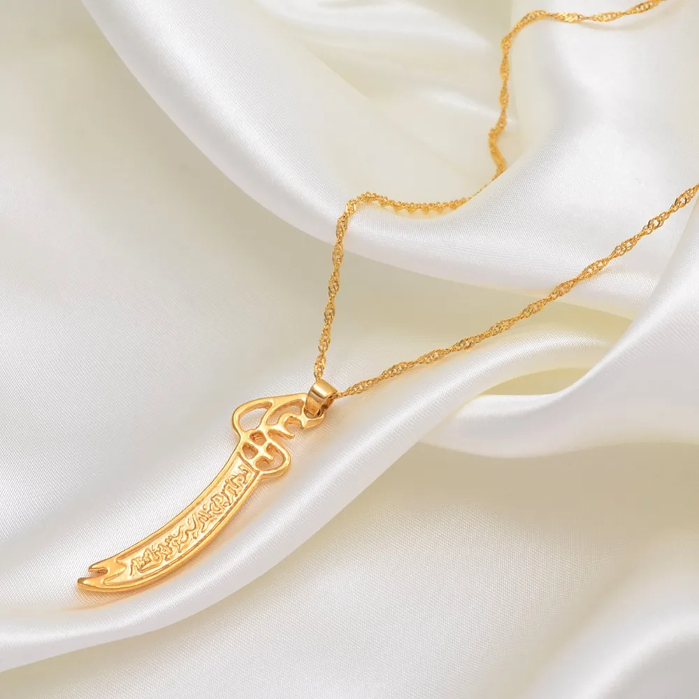 

Anniyo Imam Ali Sword Muslim Islam Knife Necklace Jewelry Wholesale Gold Color Arabic Pendant Women Middle East Gifts #081106