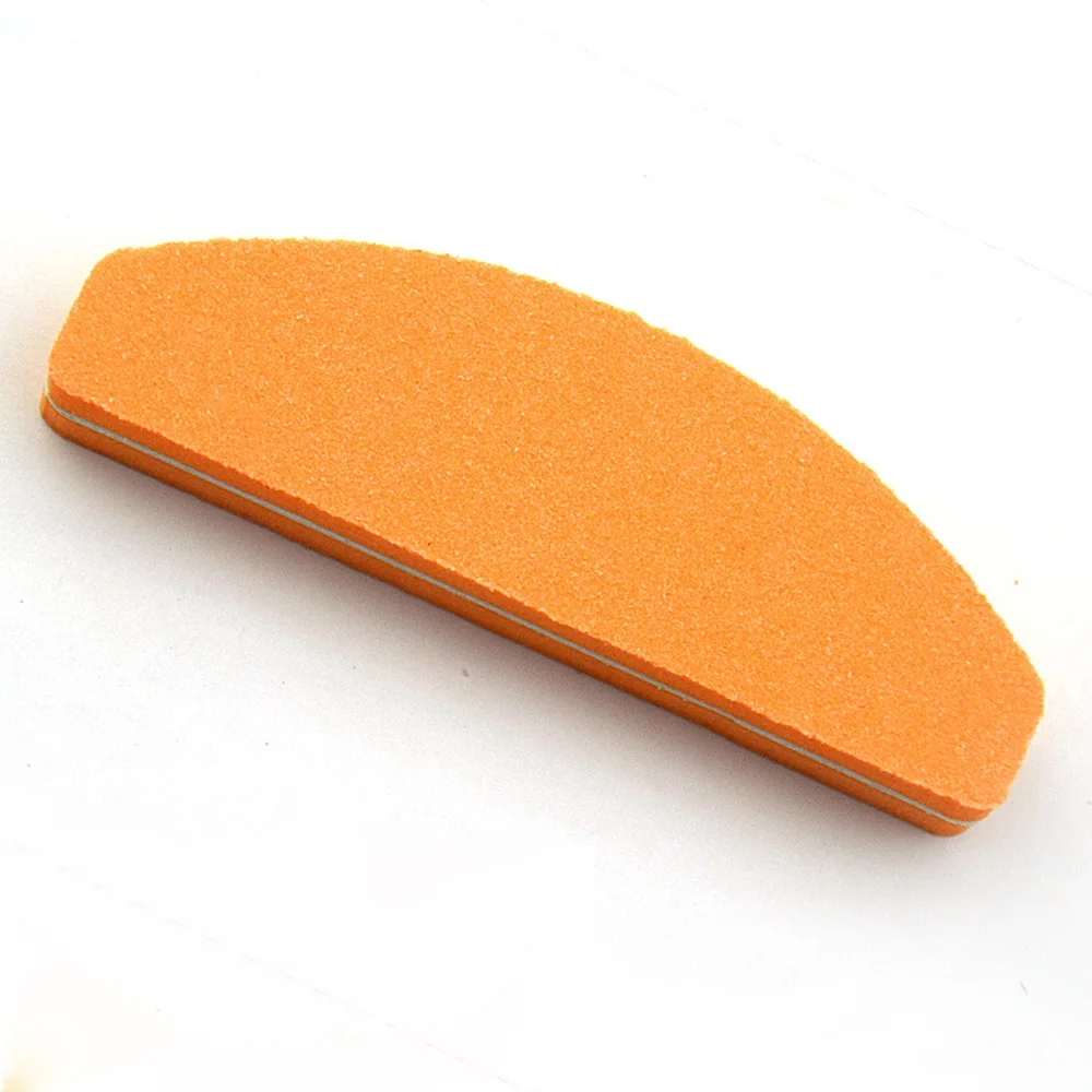 1/5Pcs Half Moon Nail File 100/180 Sponge Mini Nail Buffer Block Files For UV Gel Polish Colorful Manicure Sanding Nail Art Tool - Color: 1pcs orange