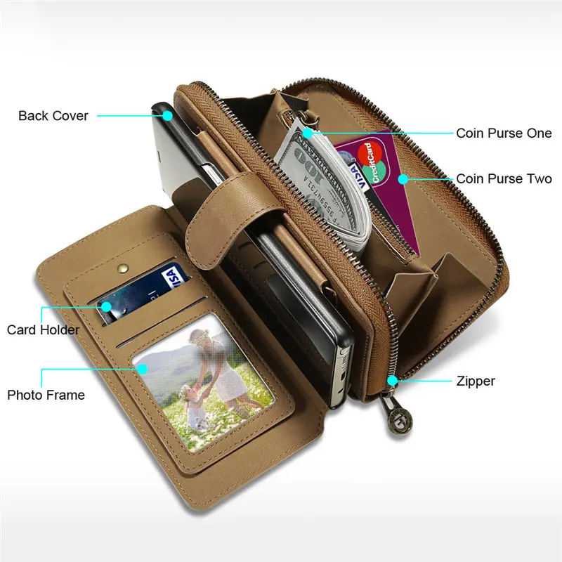 

Luxury Leather Wallet Case For Samsung S8 S7 S6 edge Case Phone Cover For Galaxy Note 8 5 Case Retro Handbags Pouch Bags