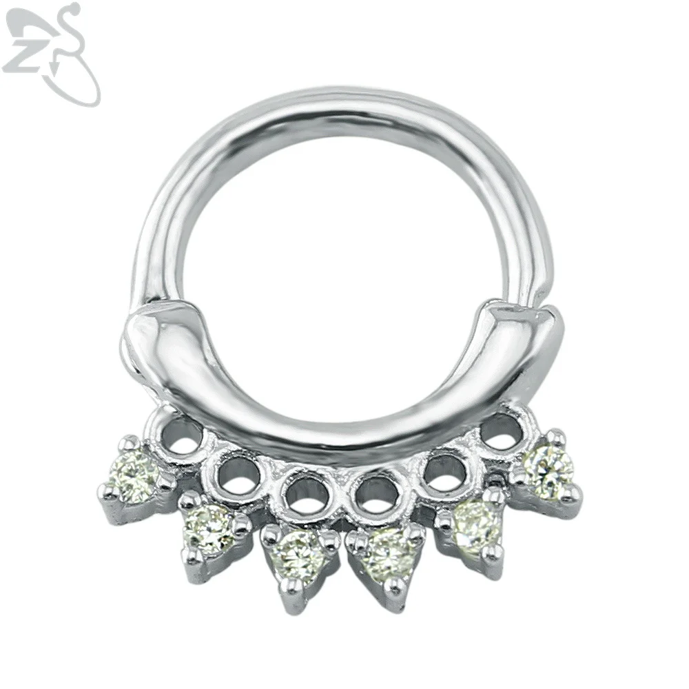 ZS 16g Septum Piercing Clicker Piercing Nose Silver Indian Nose Ring Hoop Piercing Septum Real
