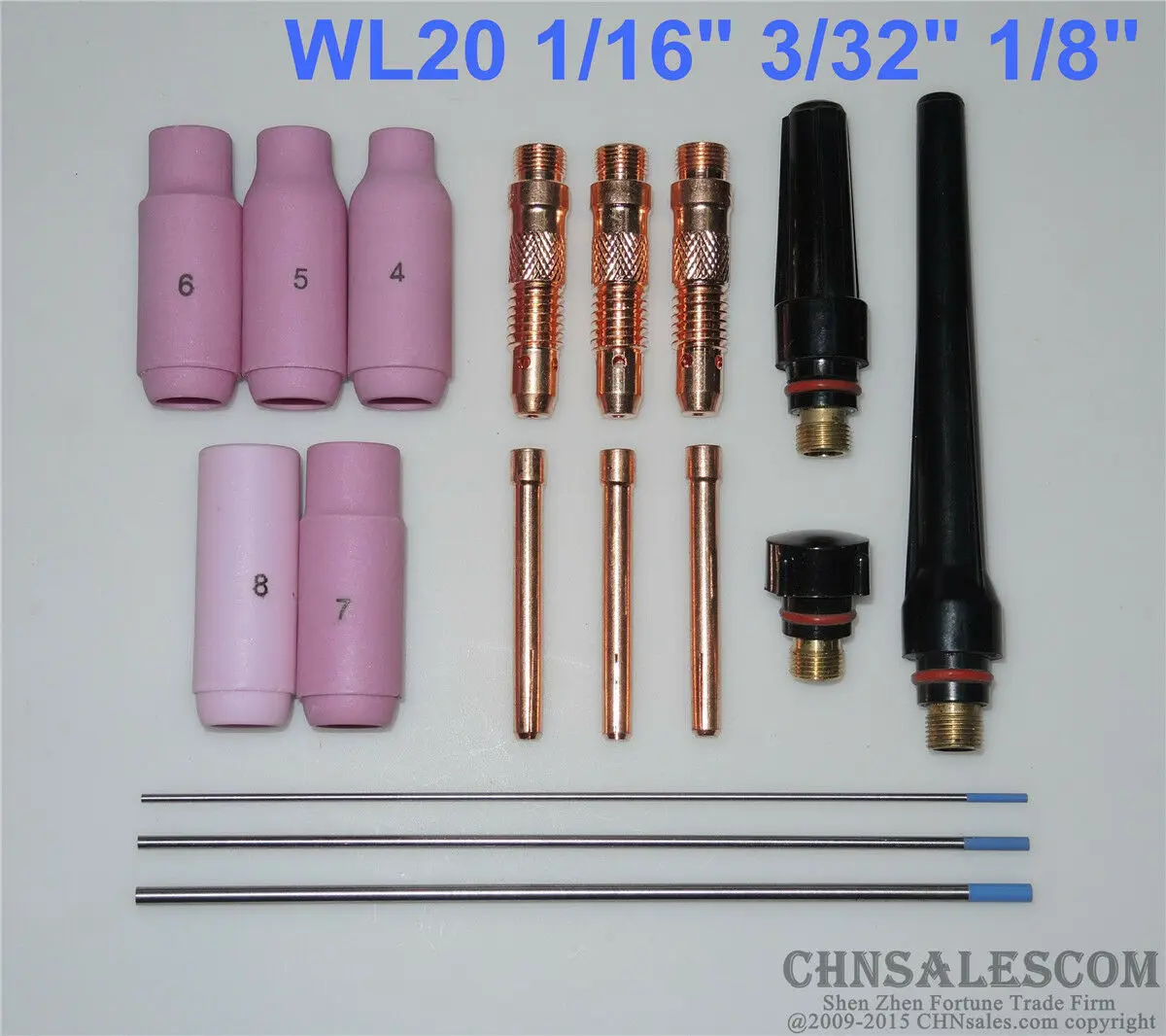 Chnsalescom 17 шт. TIG Сварочная горелка комплект WP-17 WP-18 WP-26 WL20 Вольфрам 1/1" 3/32" 1/8"
