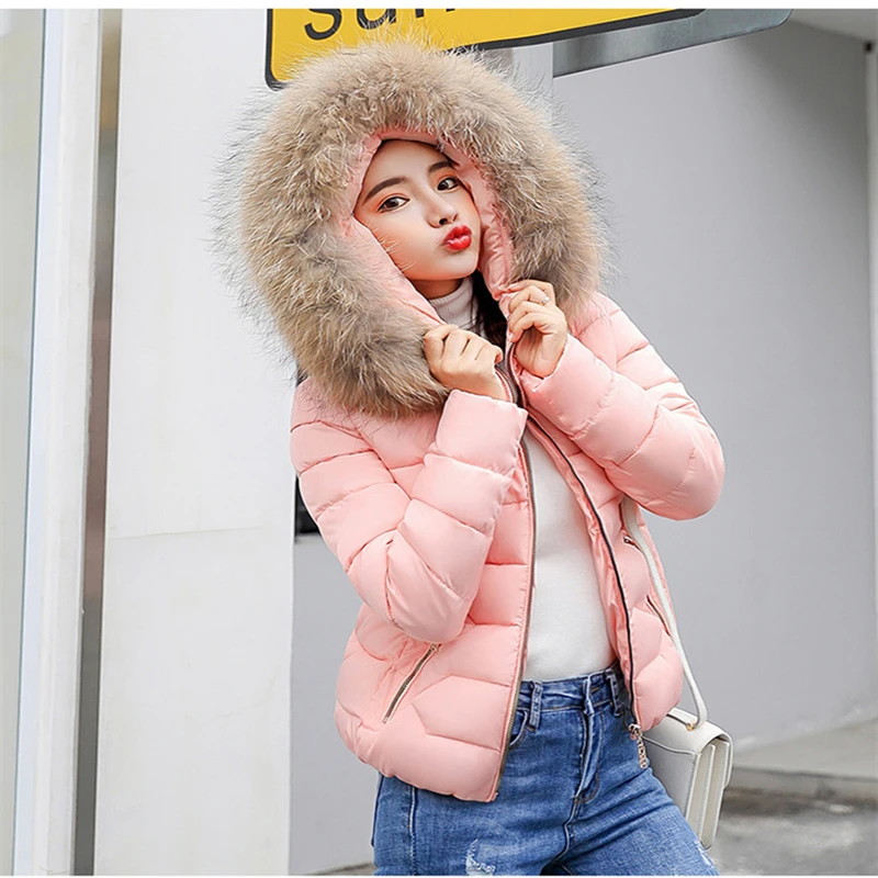 Veste Court 2018 Femmes Coton D'hiver À Épaississement Rembourré pu Survêtement Manteaux Capuchon rose Chaud blanc Noir gris Lâche Parkas New Ciel Femelle rE5xqIr